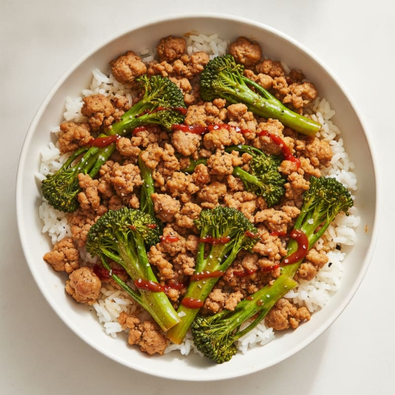 Ground Turkey and Broccolini Rice Bowl