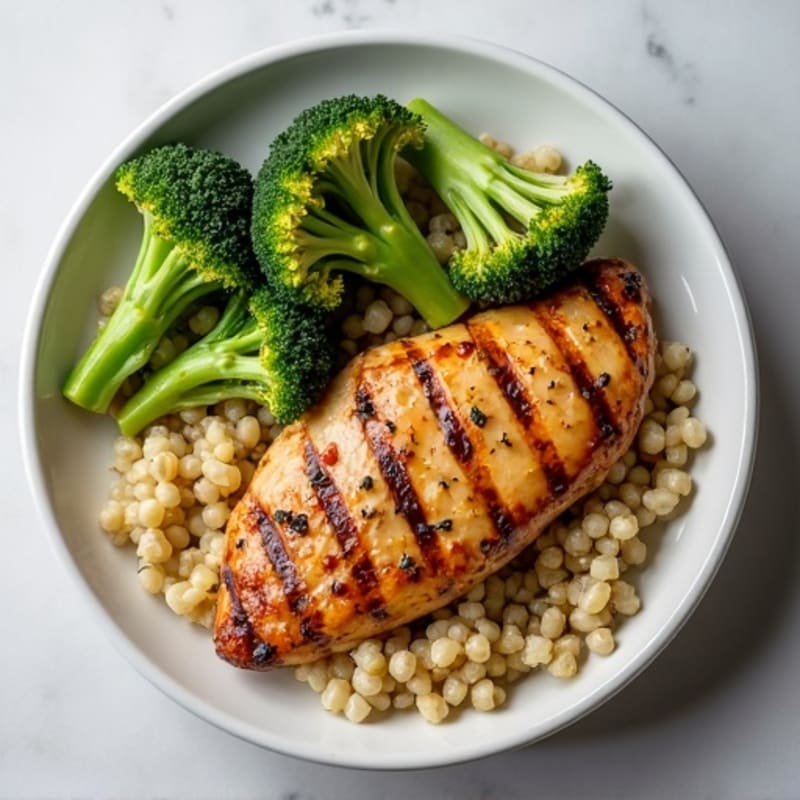 Grilled Chicken Breast with Roasted Broccoli and Quinoa