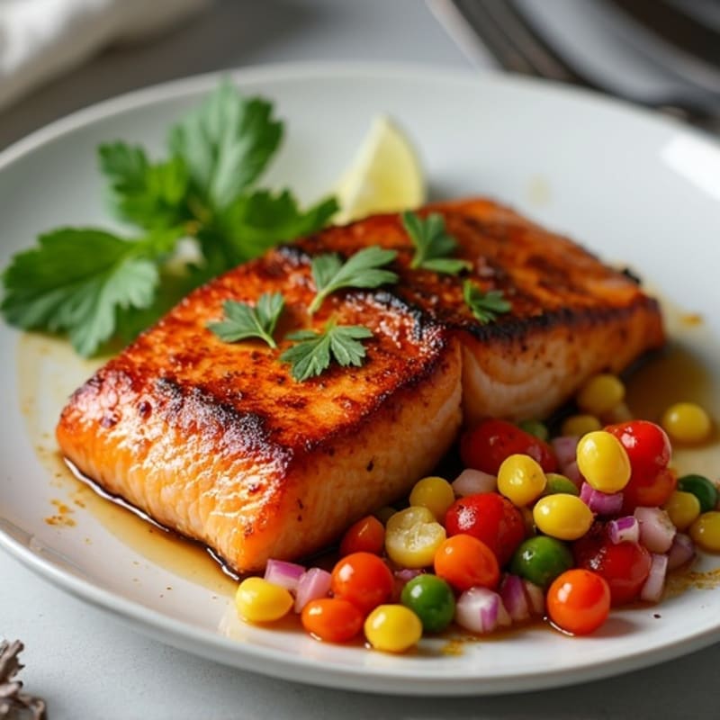 Spicy Chipotle-Lime Glazed Salmon with Charred Corn Salsa