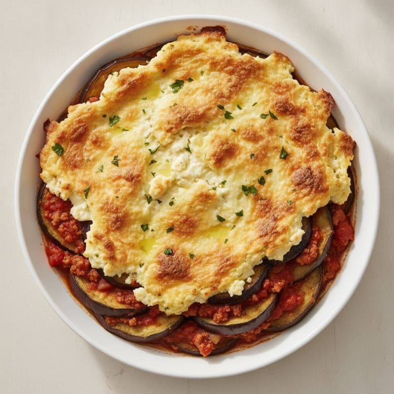 Baked Lamb Moussaka with Eggplant