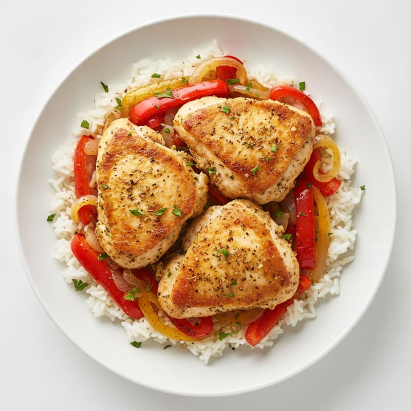 Herb-Roasted Chicken Thighs with Peppers and Onions