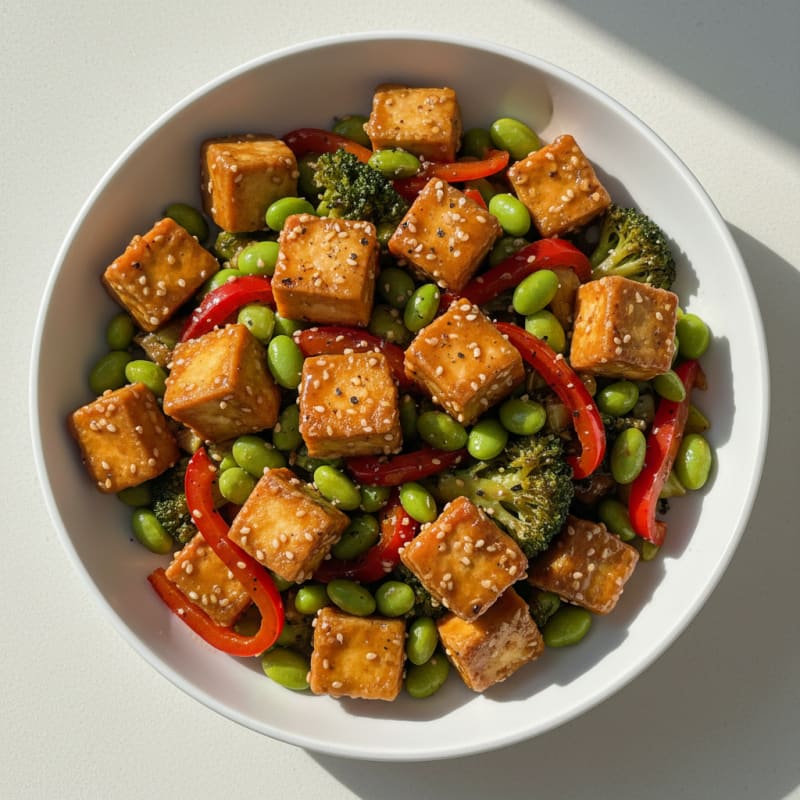 Sesame Tofu Stir-Fry with Mixed Vegetables