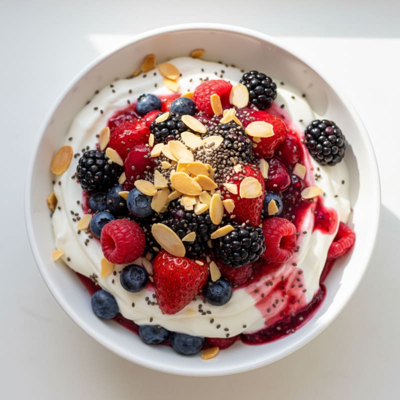 Silky Protein Yogurt Parfait with Mixed Berries
