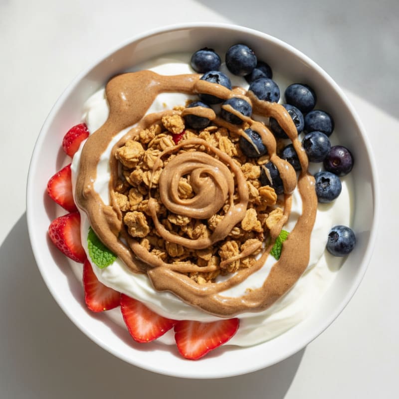 Creamy Greek Yogurt Parfait with Almond Butter and Berries