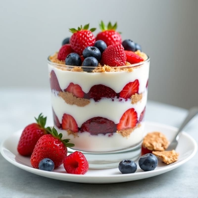 Creamy Greek Yogurt Protein Parfait with Mixed Berries and Almond Butter