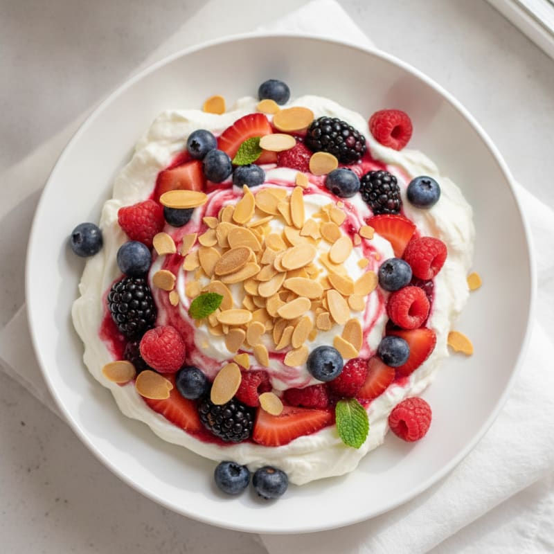 Creamy Greek Yogurt Protein Parfait with Mixed Berries and Almonds