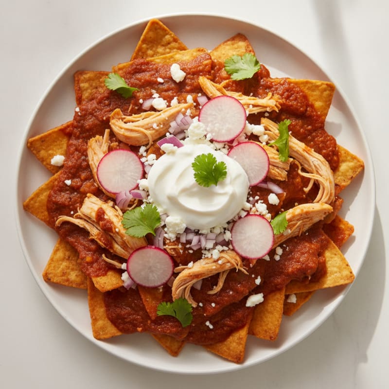 Chicken Chilaquiles with Salsa Roja