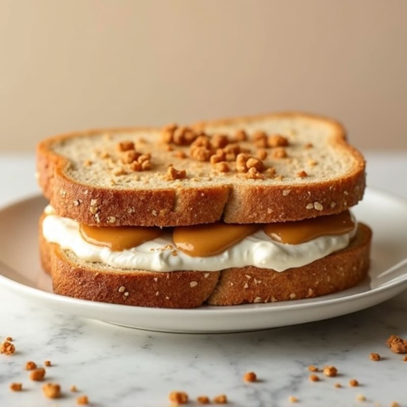 Creamy Peanut Butter and Whipped Greek Yogurt Whole Grain Sandwich