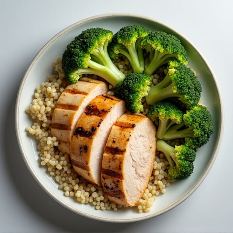 Grilled Turkey Breast with Roasted Broccoli and Quinoa