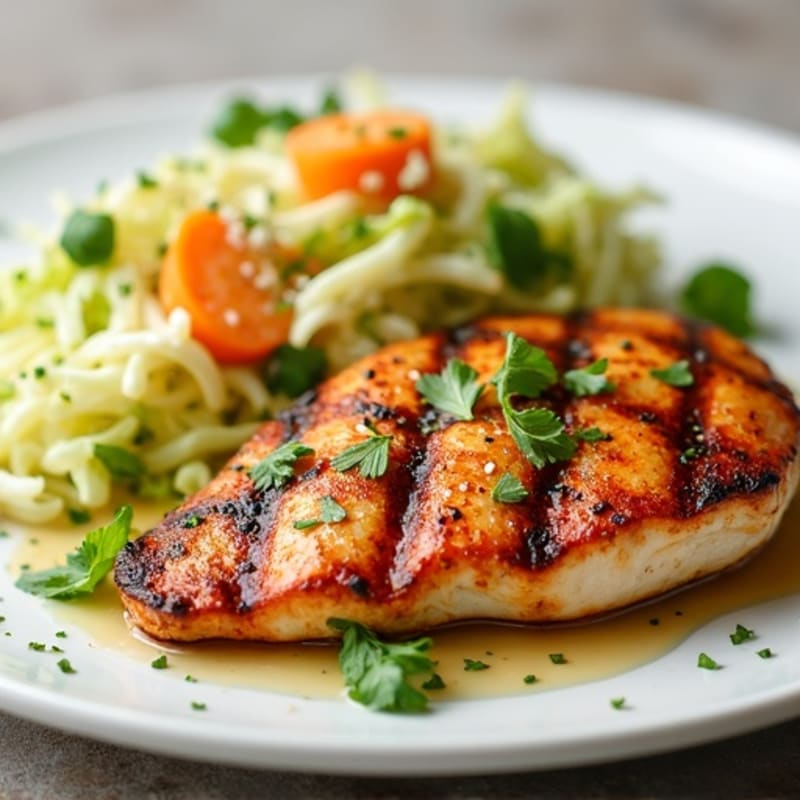 Grilled Chicken Breast with Crunchy Cabbage Slaw