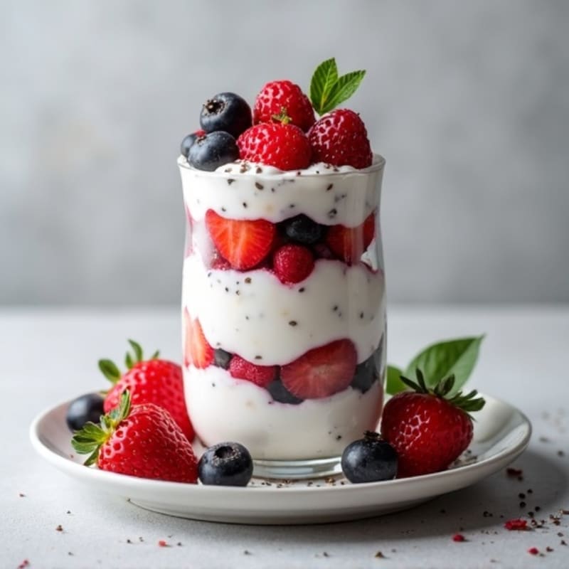 Greek Yogurt Parfait with Mixed Berries and Chia Seeds