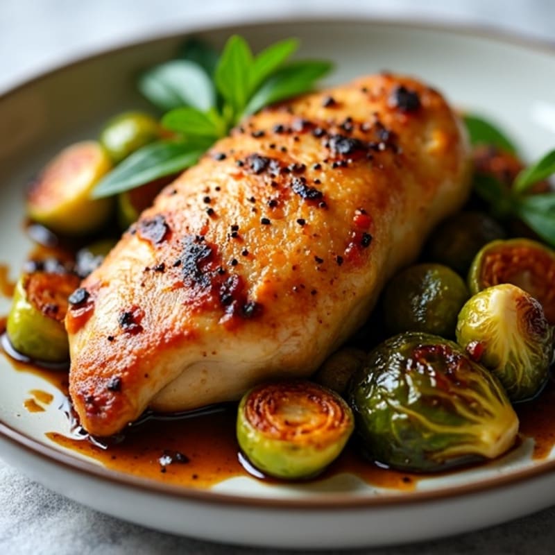 Roasted Chicken with Balsamic Glazed Brussels Sprouts