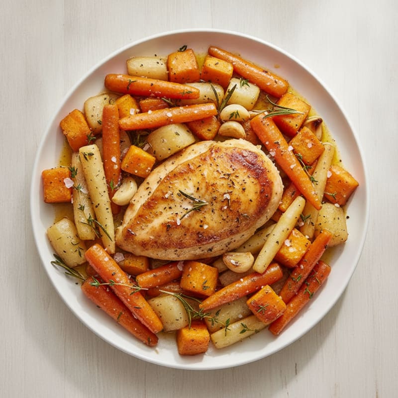 Garlic Herb Roasted Chicken with Root Vegetables