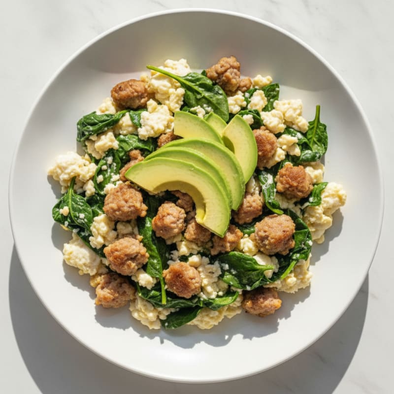 Egg White Scramble with Spinach and Turkey Sausage