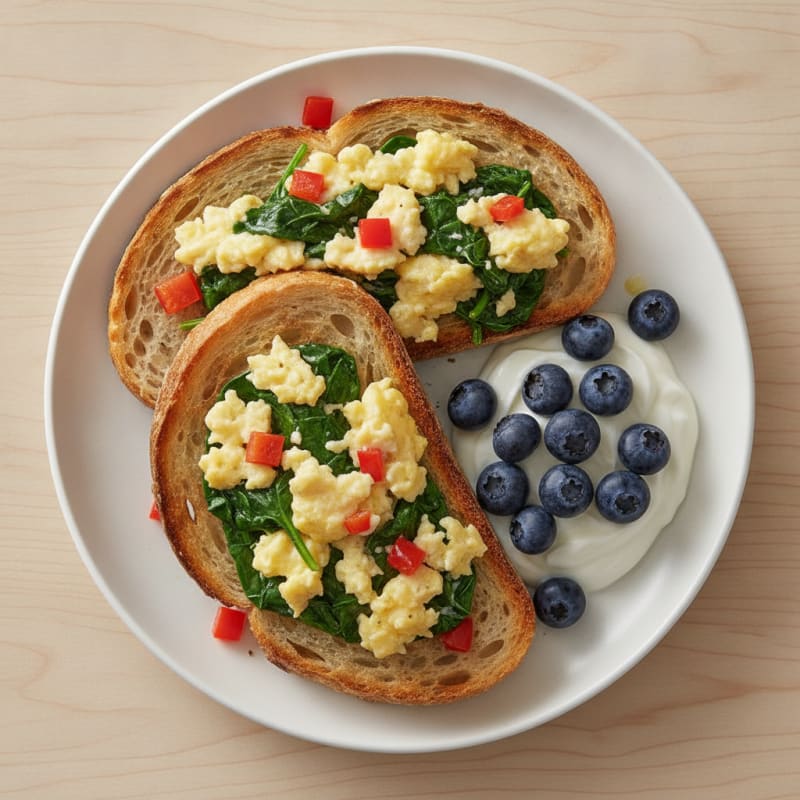 Egg and Veggie Sourdough Toast with Greek Yogurt