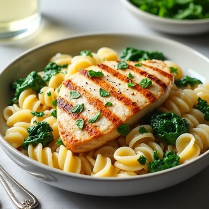 Healthy Chicken Alfredo with Spinach