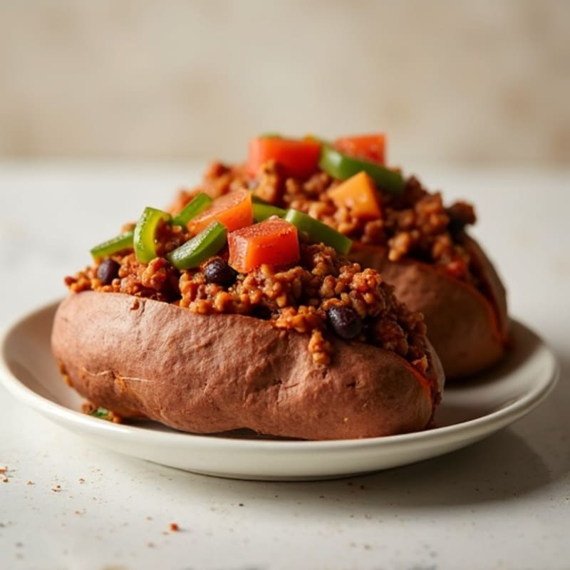 Hearty Lean Ground Turkey Sloppy Joe Stuffed Sweet Potatoes