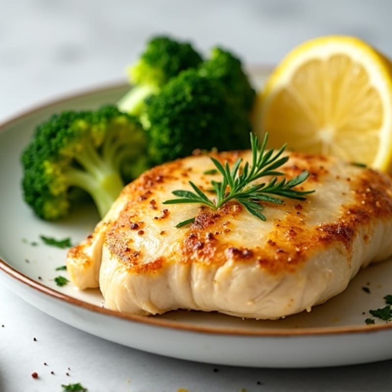 Lemon Garlic Chicken Breast with Steamed Broccoli