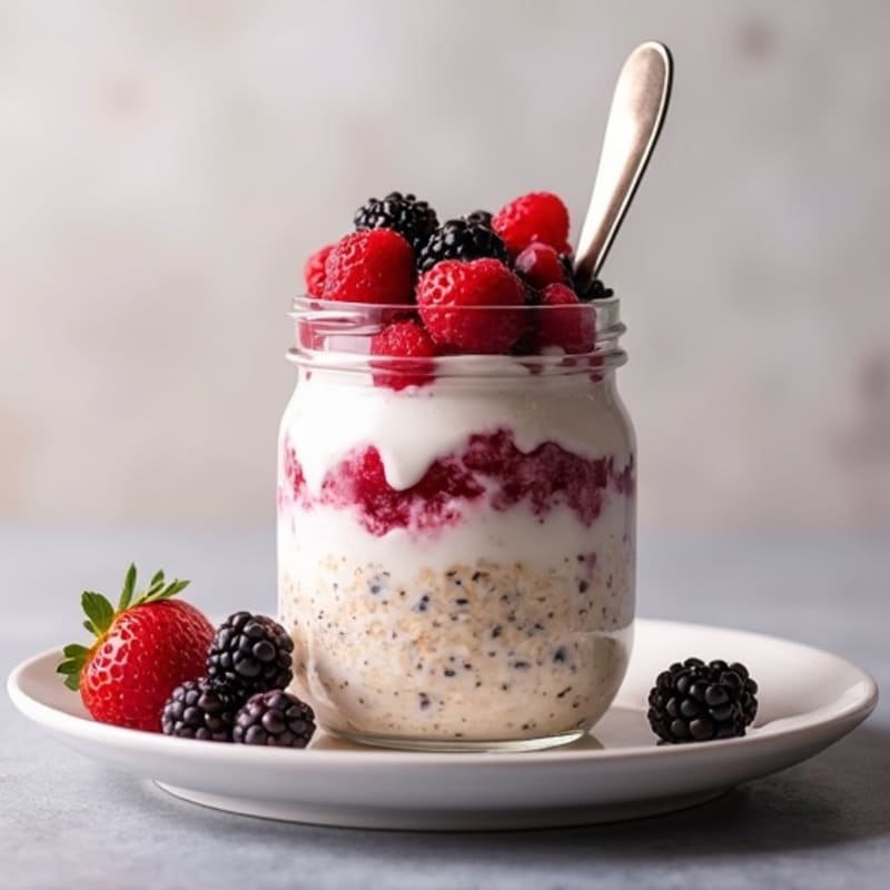 Creamy Berry Protein Overnight Oats