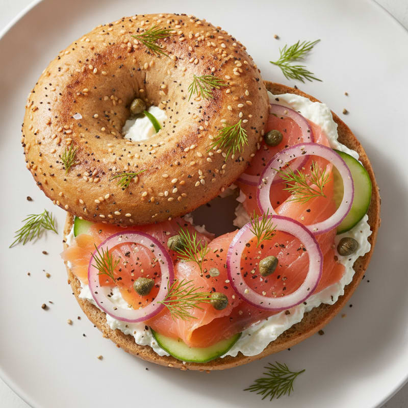 Smoked Salmon Everything Bagel with Cream Cheese