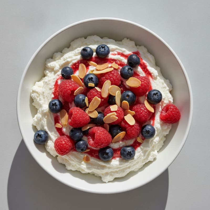 Greek Yogurt Protein Mousse with Mixed Berries