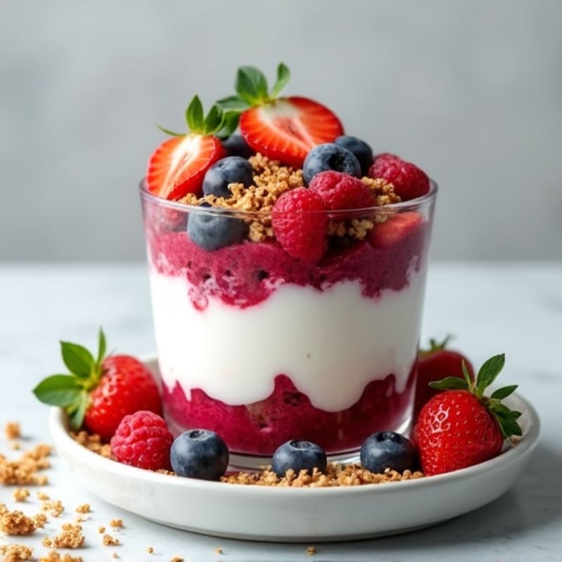 Greek Yogurt Parfait with Mixed Berries and Protein Granola
