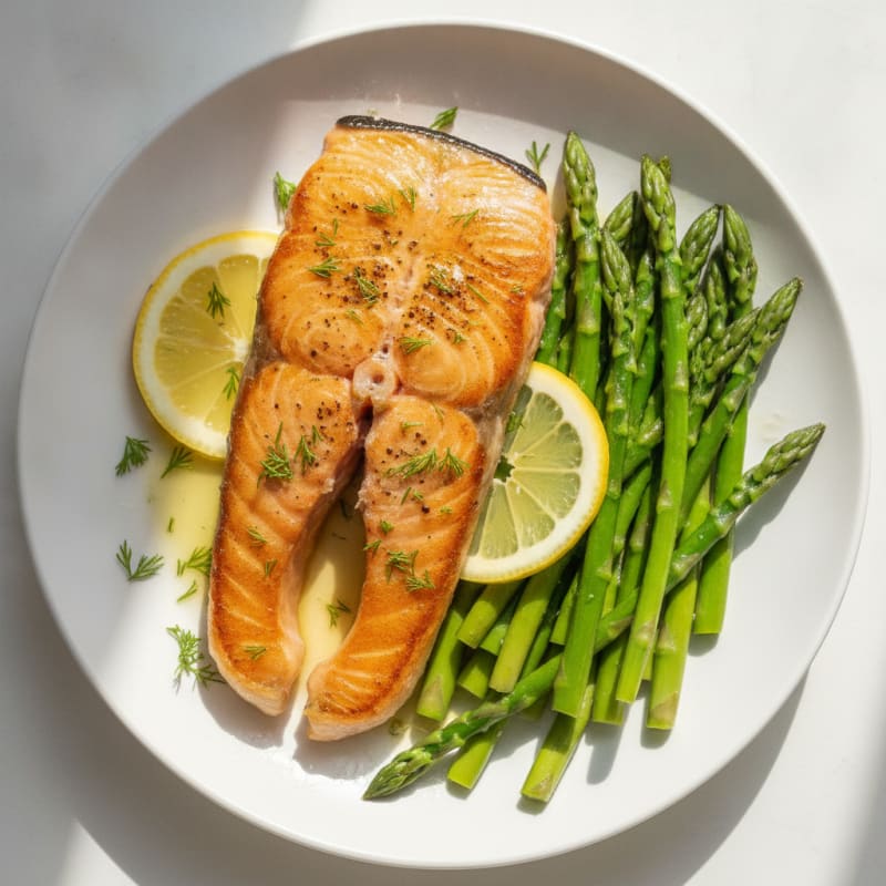 Lemon Herb Salmon with Steamed Asparagus