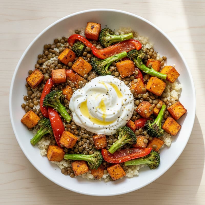 Lentil and Roasted Vegetable Protein Bowl