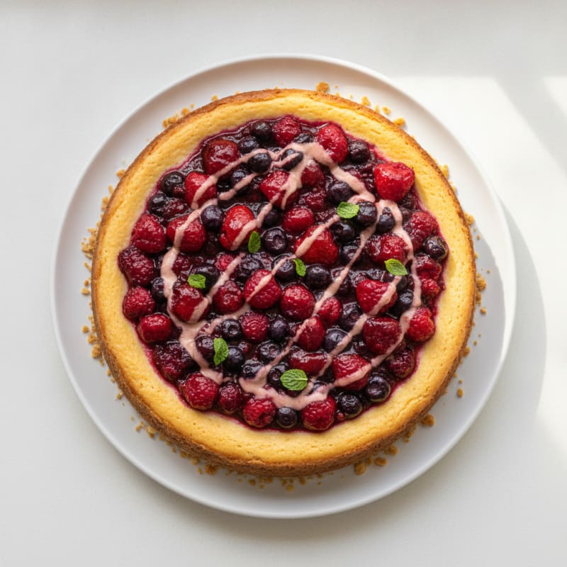 Greek Yogurt Protein Cheesecake with Berry Compote