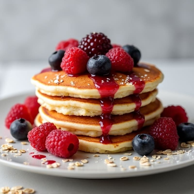 Fluffy Protein Pancakes with Berry Compote