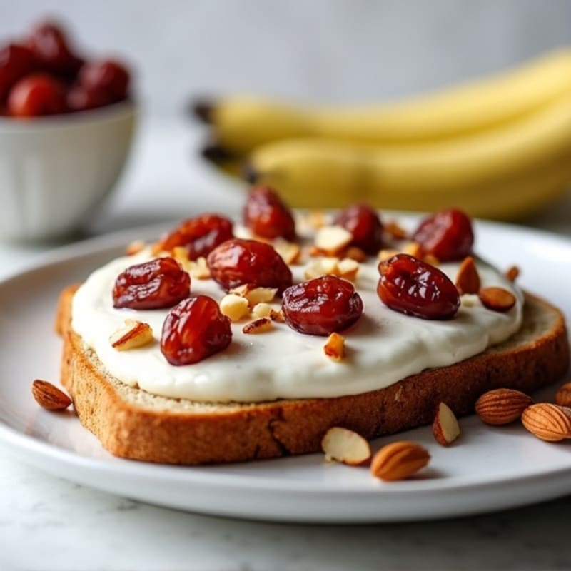 Creamy Yogurt Toast with Sweet Dates and Toasted Almonds