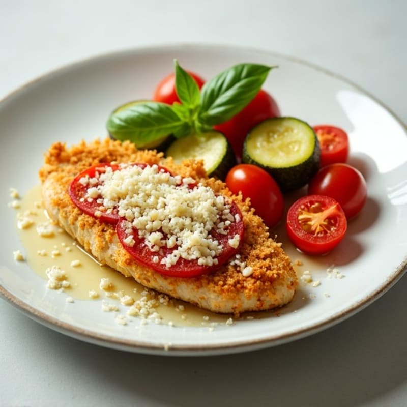 Healthy Crispy Chicken Parmesan with Roasted Vegetables
