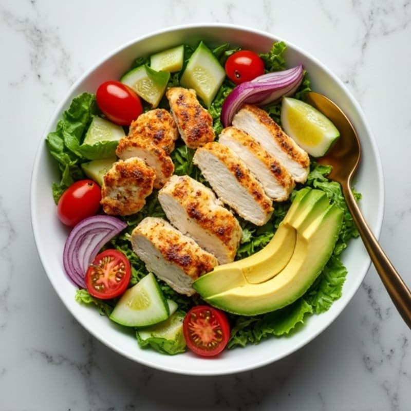 Crisp Avocado and Grilled Chicken Salad Bowl with Zesty Lime Vinaigrette