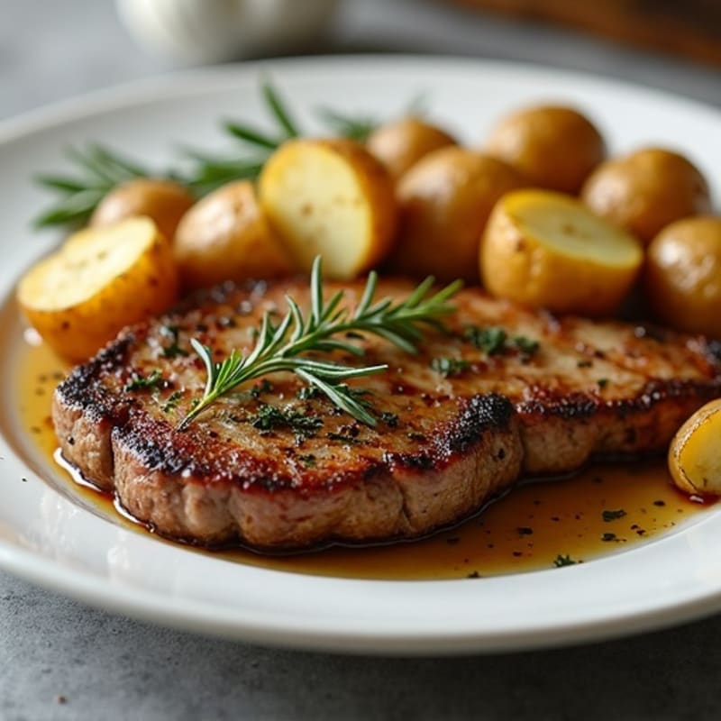 Herb-Garlic Butter Seared Steak with Roasted Baby Potatoes
