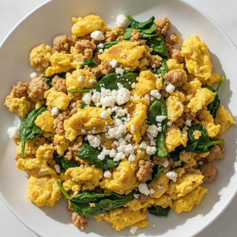 Protein-Packed Scrambled Eggs with Spinach