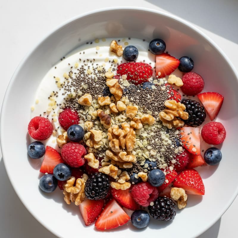 Creamy Greek Yogurt Bowl with Mixed Berries and Chia Seeds