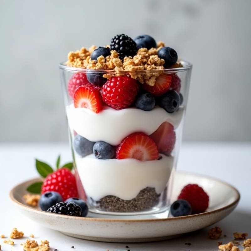 Creamy Greek Yogurt Parfait with Mixed Berries and Chia Seeds