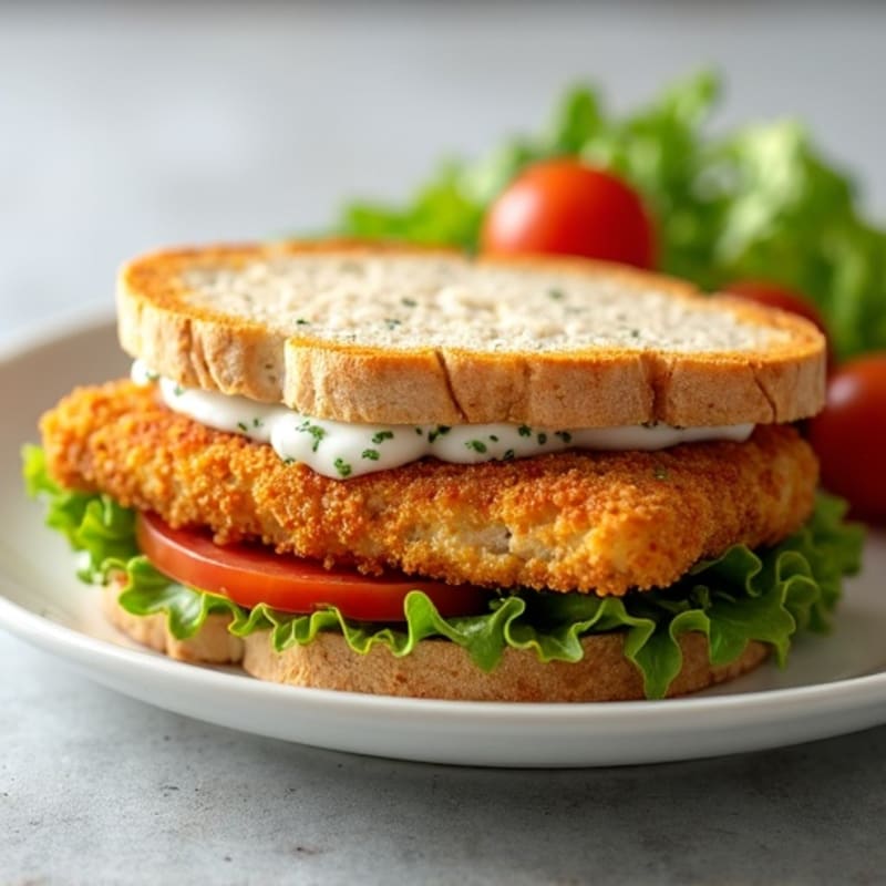 Crispy Baked Chicken Cutlet Sandwich with Herb Aioli