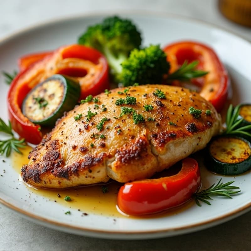 Herb-Crusted Pan Seared Chicken with Roasted Vegetables