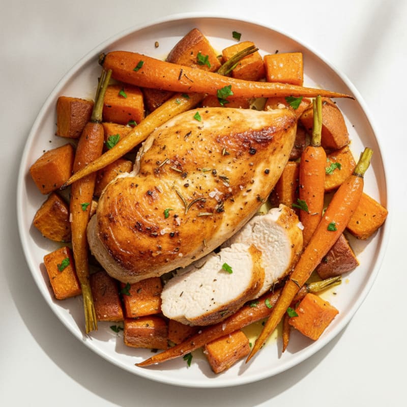 Garlic Herb Roasted Chicken with Root Vegetables