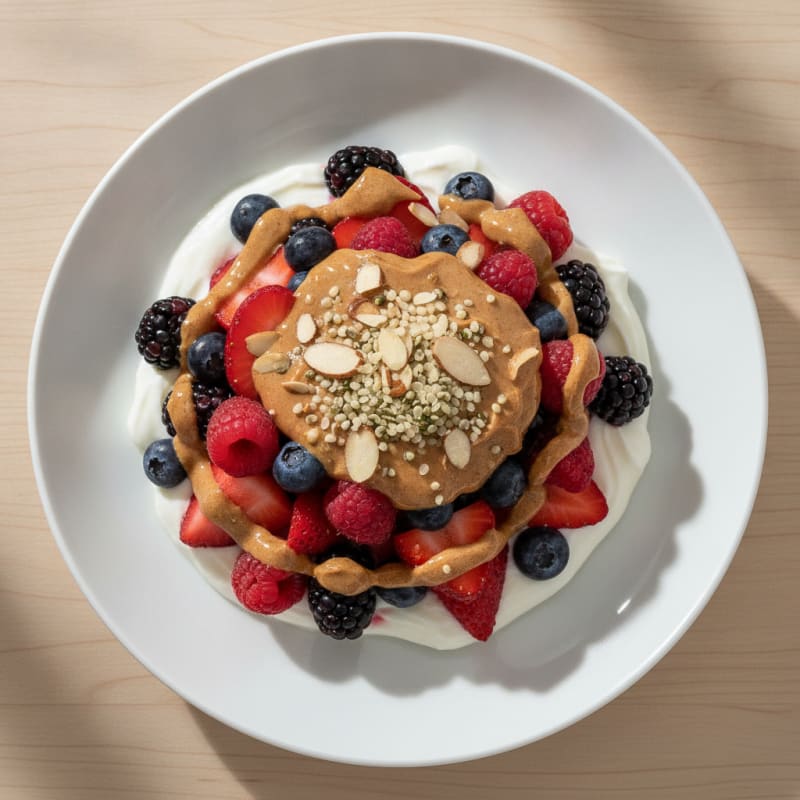 Greek Yogurt Parfait with Mixed Berries and Almond Butter