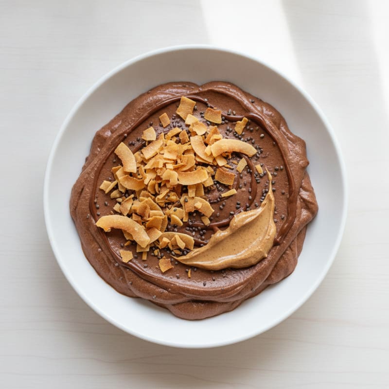 Silky Chocolate Protein Pudding with Toasted Coconut