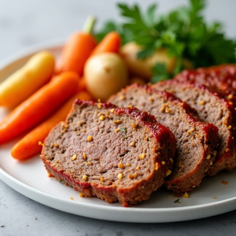 Lean Beef Meatloaf with Roasted Root Vegetables