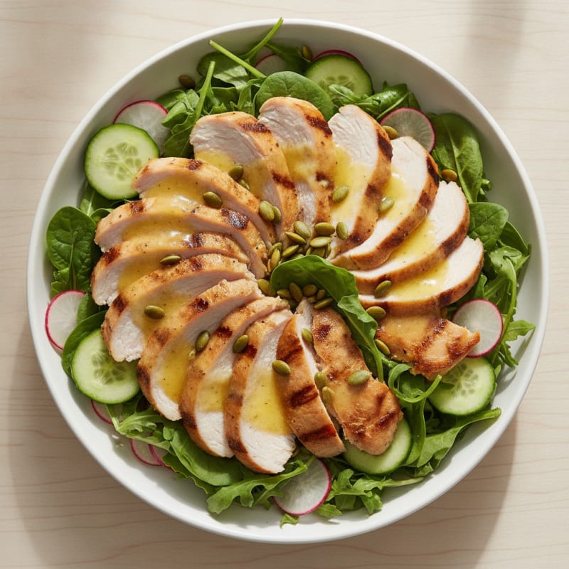 Grilled Turkey Breast Salad with Crunchy Greens