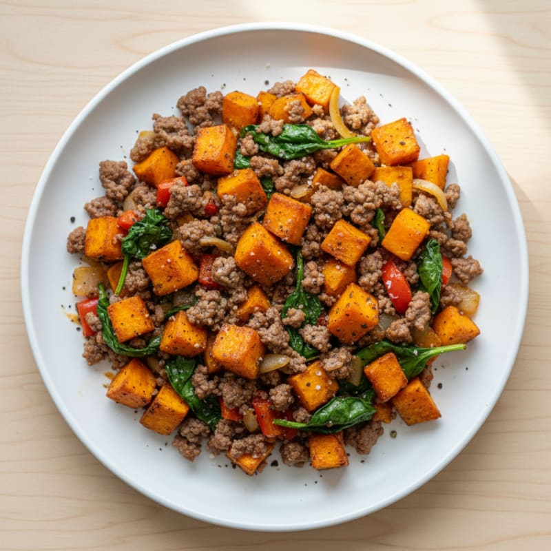 Ground Beef and Sweet Potato Skillet