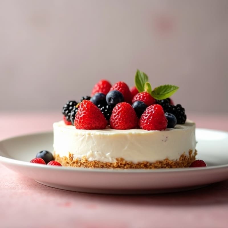 Greek Yogurt Protein Cheesecake with Fresh Berries