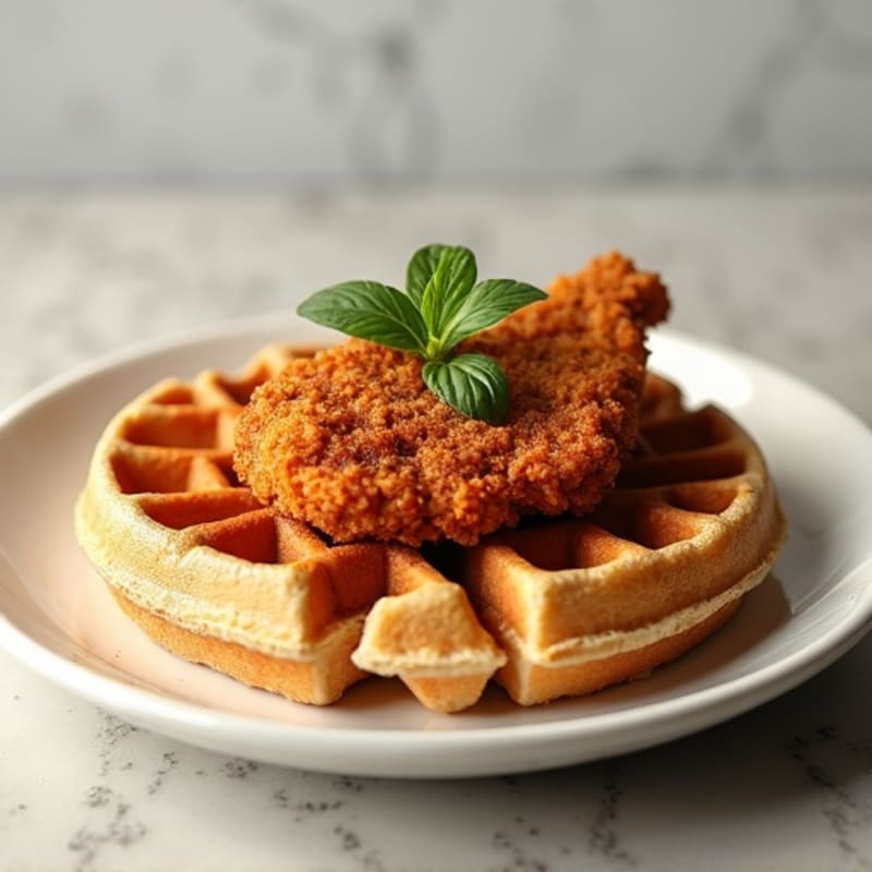 Crispy Baked Chicken with Fluffy Whole Wheat Waffles