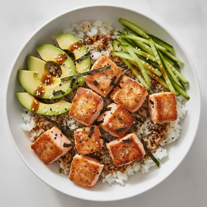 Seared Salmon Sushi Rice Bowl