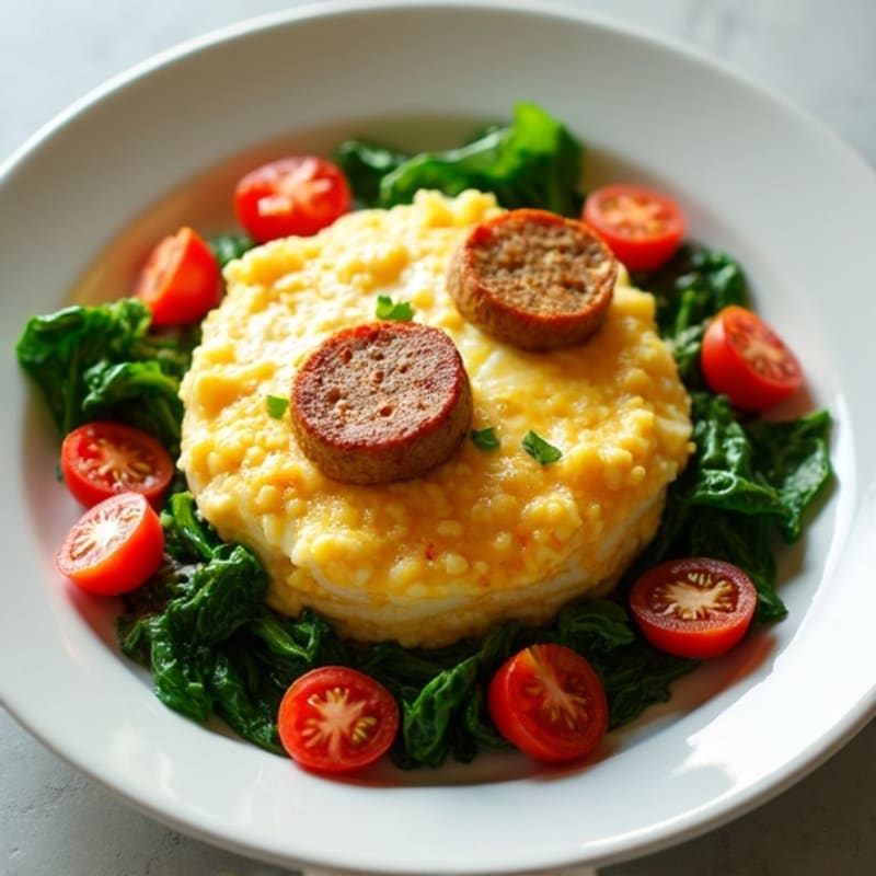 Egg White and Turkey Sausage Scramble with Spinach