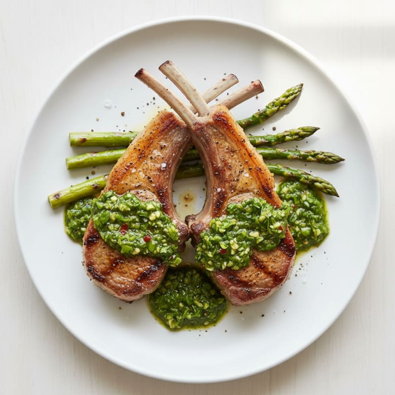 Tender Grilled Herb Lamb Chops with Zesty Chimichurri